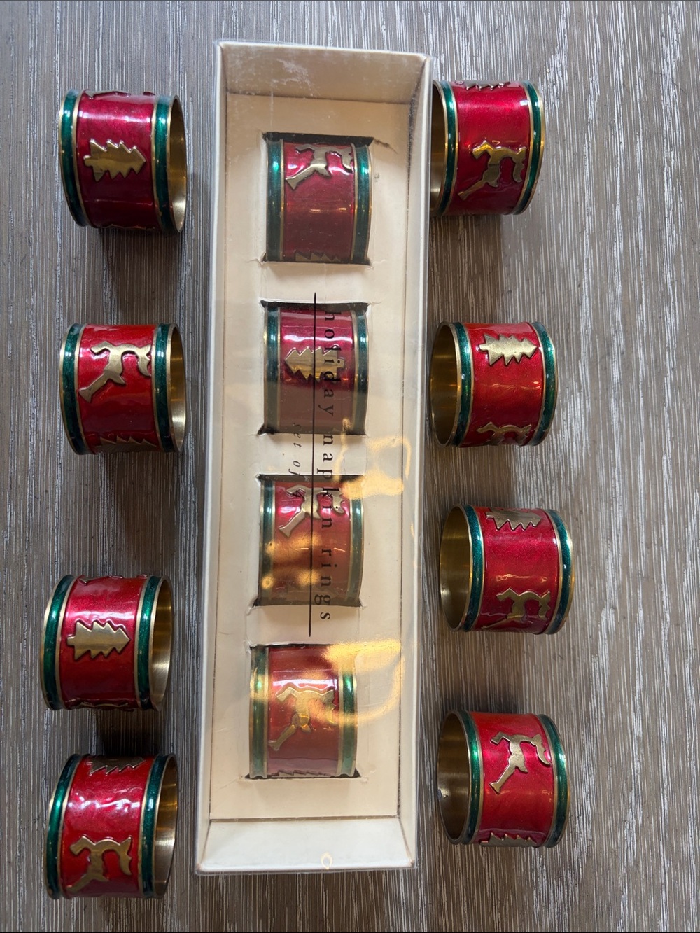 Pier 1 Imports Red and Green Holiday Napkin Rings - Set of 12